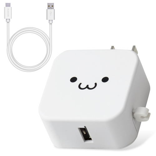 ＡＣ充電器　Ｃケーブル同梱　１．５ｍ　ホワイト顔