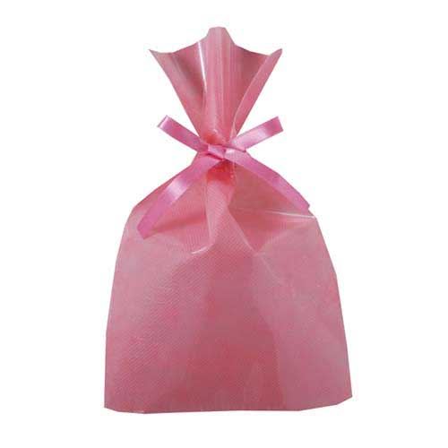 ソフトバッグクリア 2穴リボン巾着 S3 ピーチピンク画像