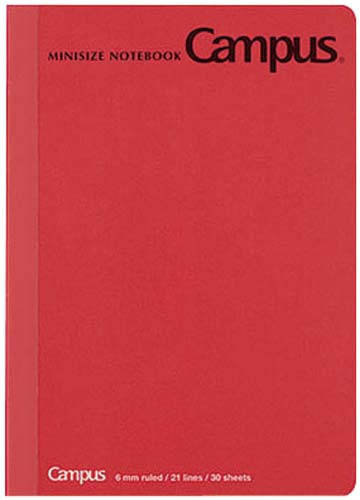 キャンパスミニサイズ５号Ａ６Ｂ罫３０枚　赤　１０冊画像