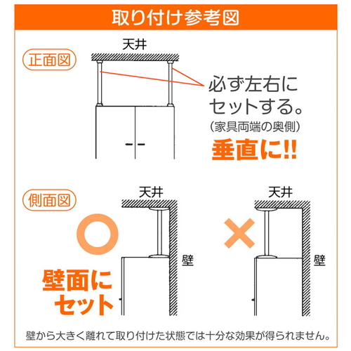 家具転倒防止 つっぱり棒 耐震ポール 超ミニ 商品全体の構造が見える状態