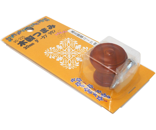木製つまみ 30mm ダークブラウン 濃い木目が浮かび上がるつまみの横からの視点