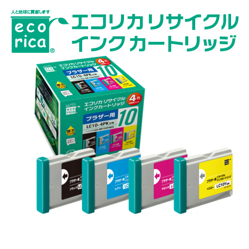 ﾘｻｲｸﾙｲﾝｸ [ﾌﾞﾗｻﾞｰ:LC10-4PK互換] ECI-BR104P/BOX 1箱(4個:各色1個)画像