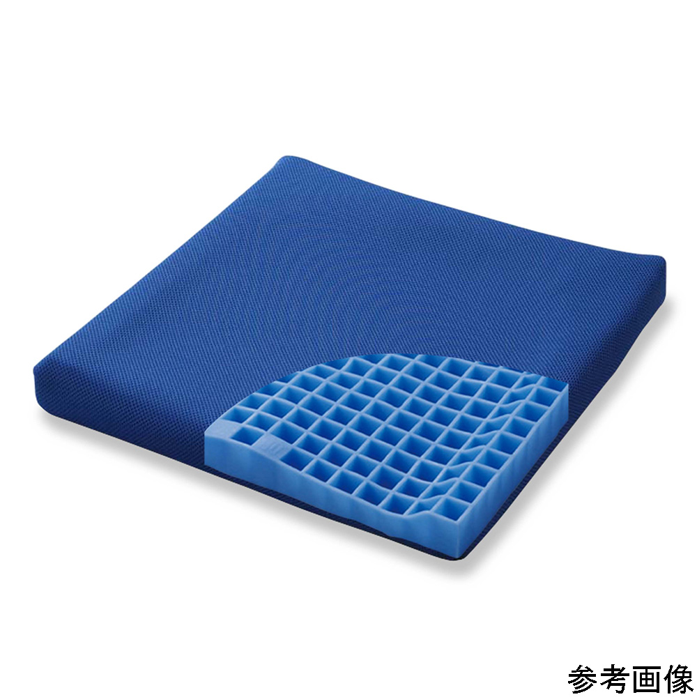 シートクッション（ピタ・シートクッション） 400×400×35 ブルー 側面から見た、ブルーのシートクッションが直立した状態