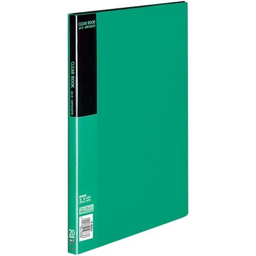 クリヤーブックベーシックＡ４縦２０ポケット緑１０冊画像