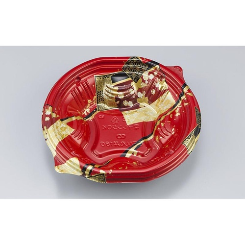 シーピー化成 どんぶり容器 BFN丸丼180 舞絹赤 本体画像