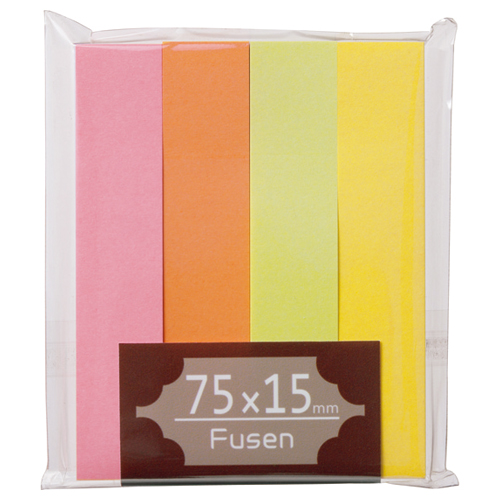 ふせん 75×15mm ﾌﾞﾗｲﾄｱｿｰﾄ 1ﾊﾟｯｸ(4冊)画像