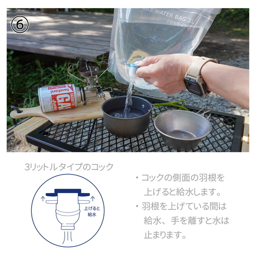 ウォータータンク　ウォッシャブルウォーターバッグ3L　クリア 透明な素材で構成された、上部が開いた状態のバッグ