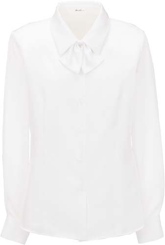 長袖ブラウス　共地リボン付　ホワイト　７号画像