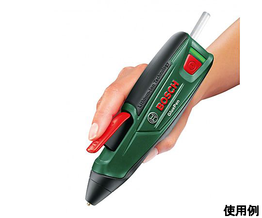 DC3.6V グルーガン(充電式/φ7.0mm) 充電コードとノズル部が目立つ角度からの全体像