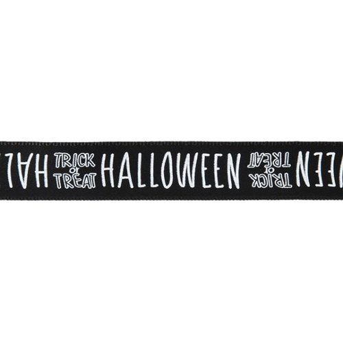 ギフト資材 HWL-R1 ハロウィンレタープリントサテンリボン-1(1巻) ヘッズ画像