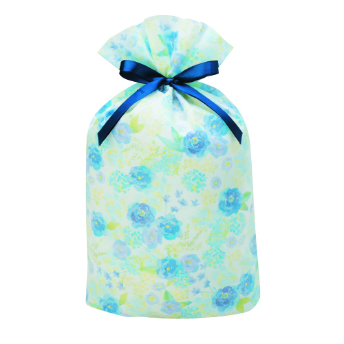 グリタリングフラワー巾着ブルー L画像