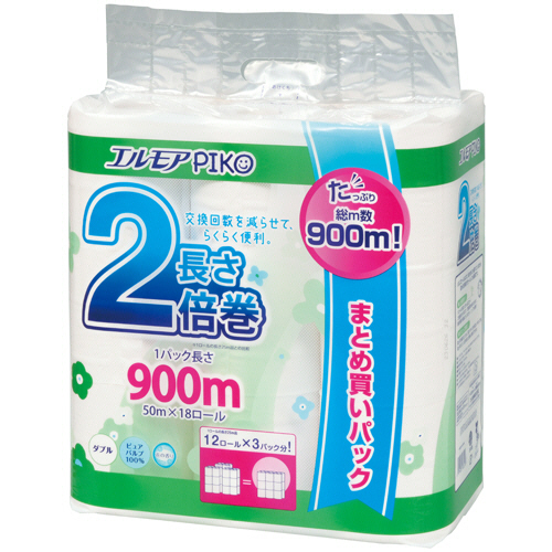 ｴﾙﾓｱ ﾋﾟｺ 2倍巻ﾄｲﾚｯﾄﾛｰﾙ 花の香り ﾀﾞﾌﾞﾙ 50m 1ﾊﾟｯｸ(18ﾛｰﾙ)画像