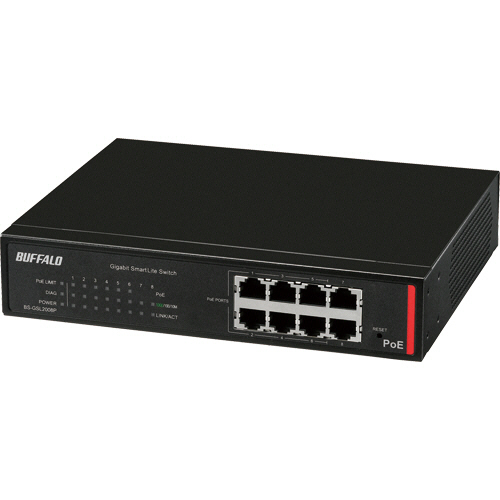 法人向け Giga対応 PoE Layer2 ｽﾏｰﾄLiteｽｲｯﾁ 8ﾎﾟｰﾄ ﾌﾞﾗｯｸ 1台