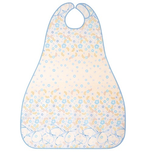食事用エプロンII　ロングタイプ　フラワーブルー　1枚画像