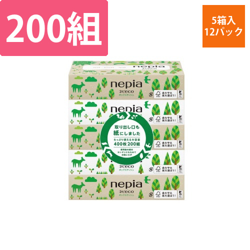 ネピecoティシュ　200組（5箱入）×12画像