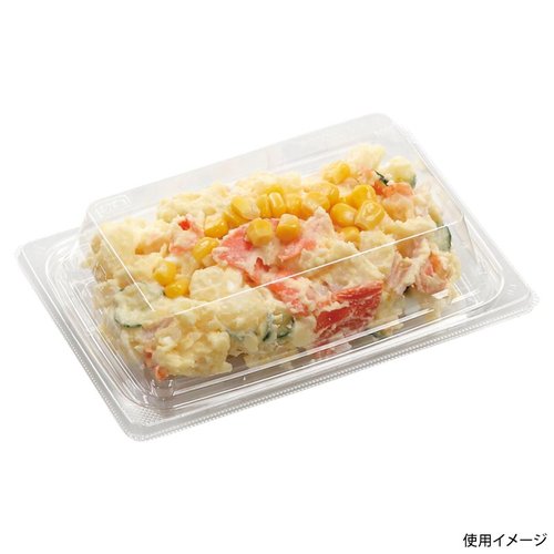 惣菜容器 APプレイン 17-11 ST エコ エフピコ クリアな容器に盛り付けられた色とりどりの料理が見える状態