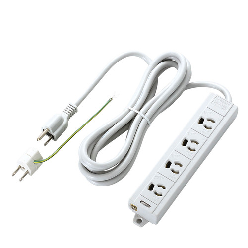 ﾏｸﾞﾈｯﾄ付抜け止めﾀｯﾌﾟ 3P･4個口 3.0m RoHS指令準拠(10物質) 1個画像