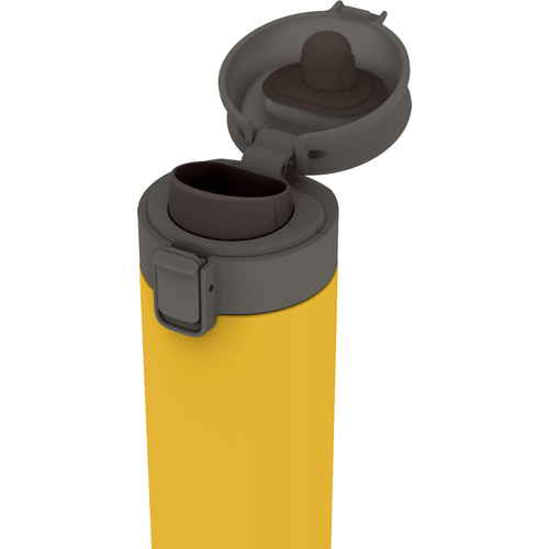 水筒　真空断熱携帯タンブラー　350ml　イエロー 明るいイエローの真空断熱タンブラーが上を向いている状態
