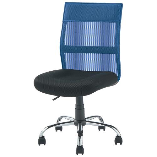 ﾐﾄﾞﾙﾊﾞｯｸ爽快ﾒｯｼｭﾁｪｱ 肘なし ﾌﾞﾙｰ 1脚画像