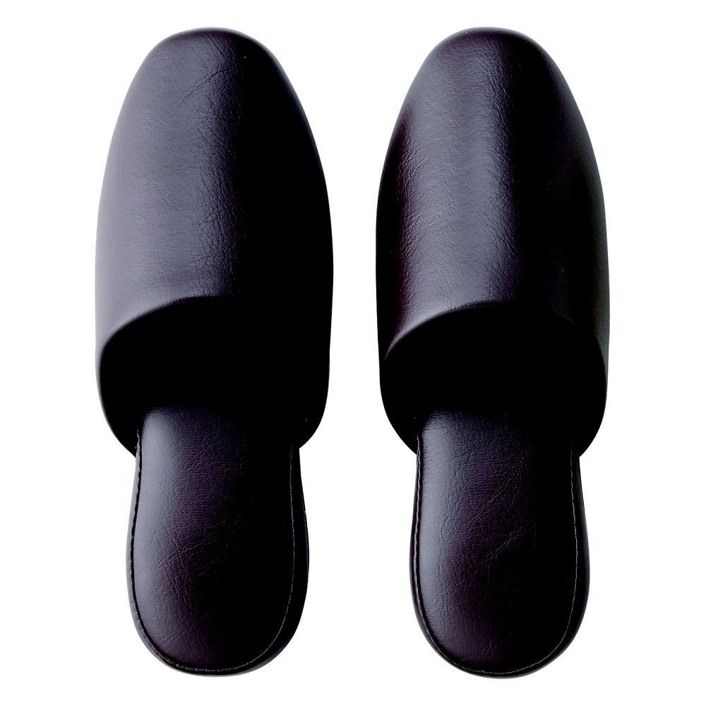 シボナシレザー風スリッパ 5足組 ダークブラウン M画像