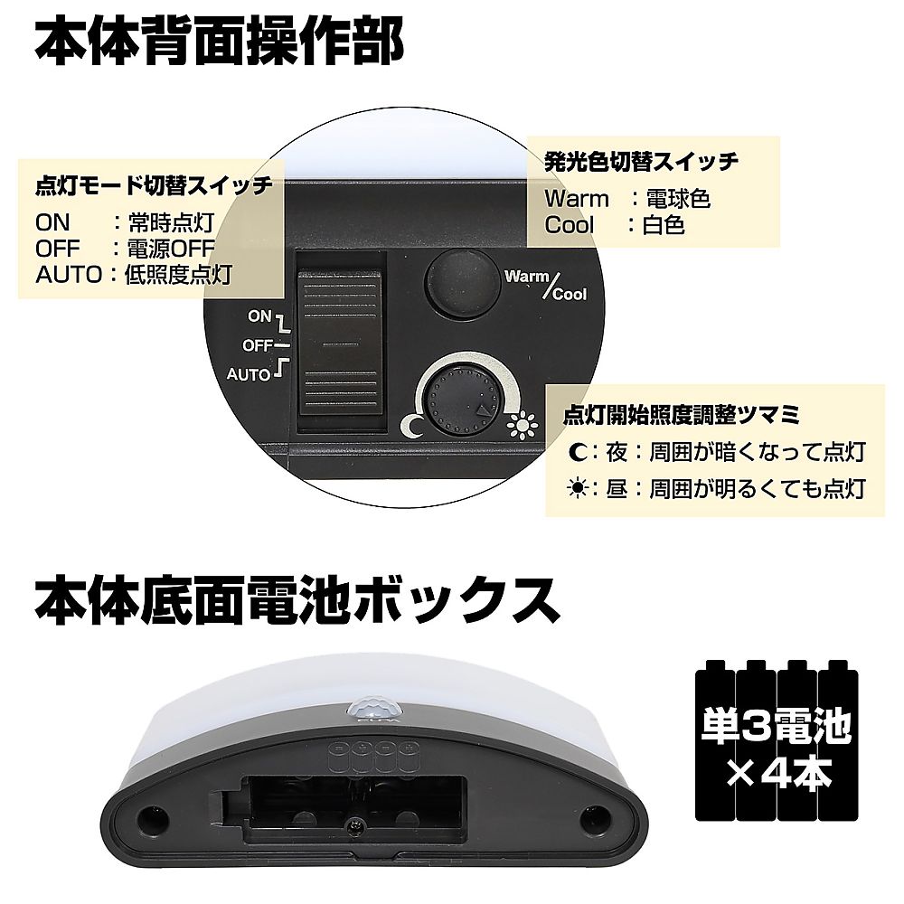 もてなしライト 明るい光を放つ円形の小型ランプが置かれている様子