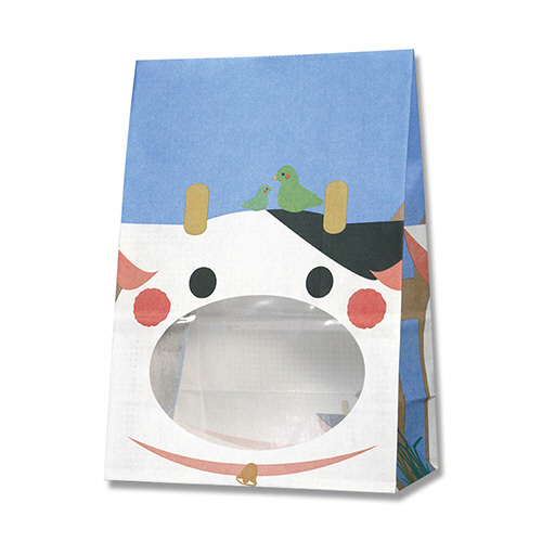 紙袋 窓付袋(内側ﾗﾐﾈｰﾄ) ﾊﾟｯｸﾝﾊﾞｯｸﾞ S1F ｳｼ 1ｾｯﾄ(2000枚:50枚×40ﾊﾟｯｸ)画像