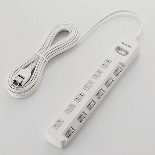 一括&個別ｽｲｯﾁ付 雷ｶﾞｰﾄﾞﾀｯﾌﾟ 2P･6個口 ﾎﾜｲﾄ 5.0m 1個画像