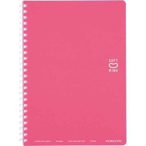 ソフトリングノート（ドット入り罫線）Ａ５　薄桃×５画像