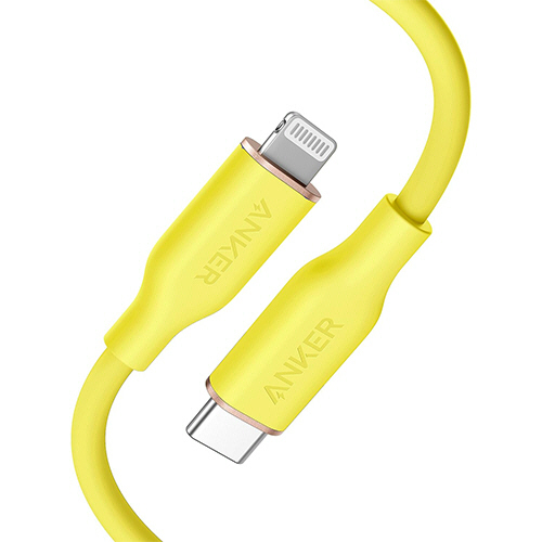 ANKER　PowerLine　III　Flow　USB-C&ライトニングケーブル　0.9m　レモンイエロー　1本画像