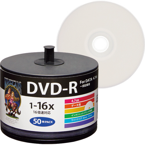ﾃﾞｰﾀ用DVD-R 4.7GB 1-16倍速 ﾎﾜｲﾄﾜｲﾄﾞﾌﾟﾘﾝﾀﾌﾞﾙ 詰替え用 1ﾊﾟｯｸ(50枚)