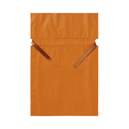 梨地ポリ巾着袋（底マチ付）　オレンジ　Ｌ　２０枚画像