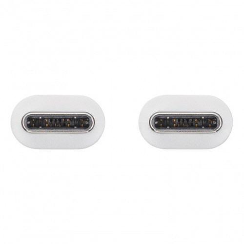 USB2.0　PD60W対応　Type-Cケーブル　ホワイト　3m(RoHS指令10準拠)　1本 柔らかい質感のホワイトケーブルが、真っ直ぐに伸びている様子