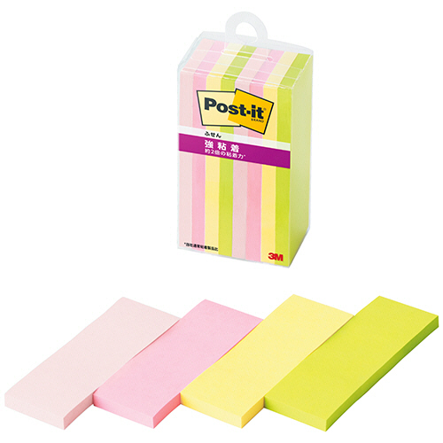 ﾎﾟｽﾄ･ｲｯﾄ 強粘着ふせん ﾏﾙﾁｶﾗｰ4 75×25mm 4色 1ｾｯﾄ(80冊:8冊×10ﾊﾟｯｸ)画像