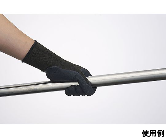 [L] 手袋(ナイロン・ポリエステル/天然ゴムコート/OD) 指先が強調された、ナイロンとゴムコートの手袋の上部が見える状態