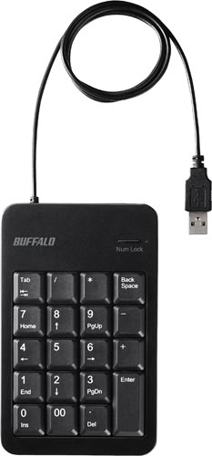 有線テンキー　ＴａｂキーＵＳＢハブ付　ブラック画像