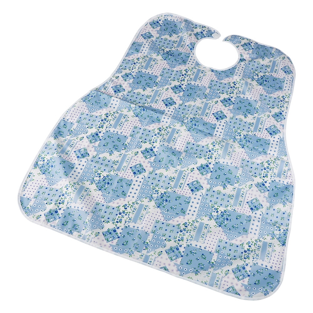 食事用エプロン 小花サックス画像