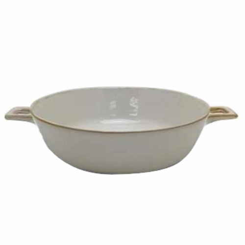 グラタン皿 21cm 持ち手付き ラウンド HINATA 皿 食器 洋食器 耐熱 陶器 ホワイト画像