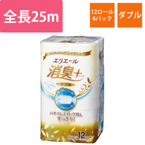 エリエール消臭＋トイレット　ダブル25m12個×6画像