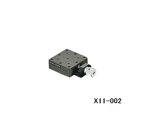 ステージ　X軸　40×40mm 黒いステージが正面から見える状態で、四隅に固定用の穴が開いている。