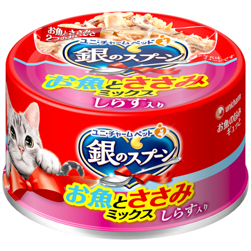 銀のｽﾌﾟｰﾝ缶 お魚とささみﾐｯｸｽ しらす入り 70g 1ｾｯﾄ(6個)画像
