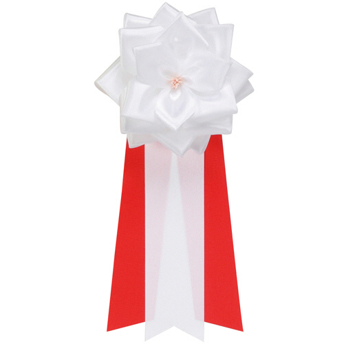 徽章ﾘﾎﾞﾝ ﾊﾞﾗ三枚ﾀﾚ 白 大 1ﾊﾟｯｸ(6個)