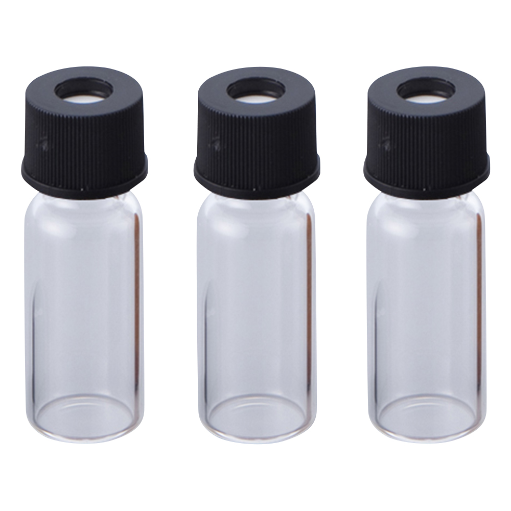 オートサンプラー用バイアル 透明バイアル+黒キャップ (セプタム付き) 100セット入画像