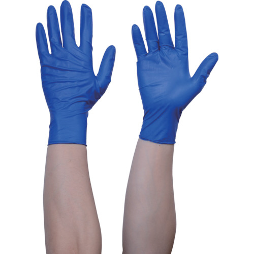 使い捨て天然ｺﾞﾑ手袋TGｾｰﾌ 0.12 粉無 青 M 1箱(100枚)画像