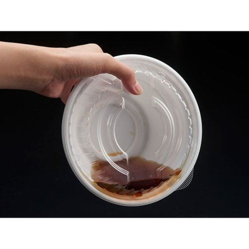 どんぶり容器 テイク丼 190B 白 リスパック 白いどんぶり容器が正面から見える状態、蓋付きで清潔感がある。