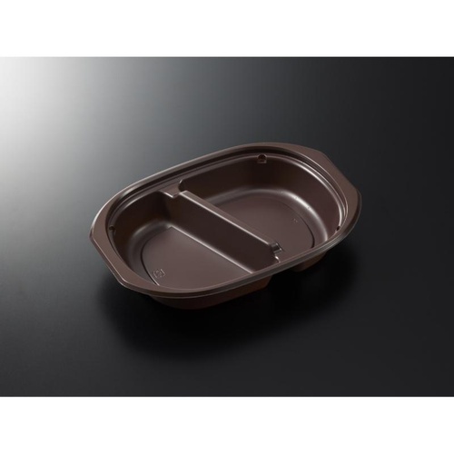 中央化学 軽食容器 BAKEQ オーバル深 仕切550 茶 本体画像