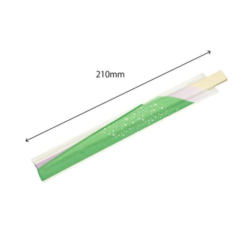 割箸 白楊8寸元禄 CS-08 袋入 100膳入 JAN付 マスキ [バラ販売] 袋入りで並べられた100膳の割箸が見える状態