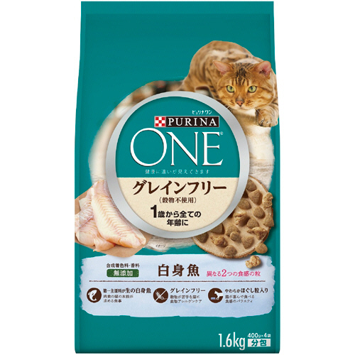 ﾋﾟｭﾘﾅﾜﾝｷｬｯﾄ ｸﾞﾚｲﾝﾌﾘｰ(穀物不使用) 1歳以上 白身魚 1.6kg 1ﾊﾟｯｸ画像