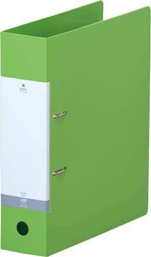 Ｄリング２穴ファイル　黄緑　Ａ４縦　背幅７４ｍｍ画像