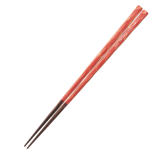 箸 23cm KAKEHASHI NATURA アベニール すべり止め 木製 天然木 レッド画像