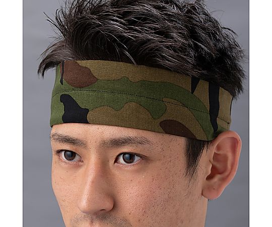 クールネックバンド(首・頭用/カモフラージュ) カモフラージュ柄のネックバンドが前面に配されている状態